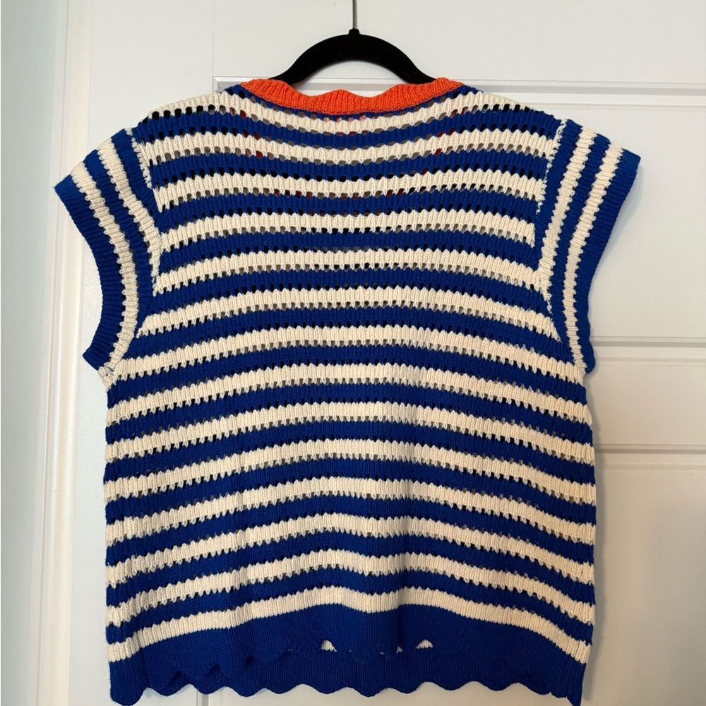 THML Blue and White Striped Cropped Sweater - Picture 4 of 4